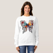 Vibrant Butterfly Floral Art Women’s Sweatshirt (Voorkant volledig)