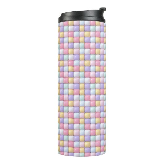 Vibrant Candy Pattern | Pastel Bubble Gum Thermosbeker (Gedraaid links)