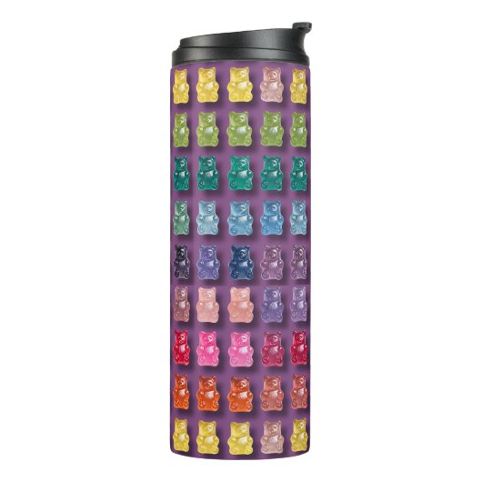 Vibrant Candy Pattern | Rainbow Gummy Bear Thermosbeker (Gedraaid links)
