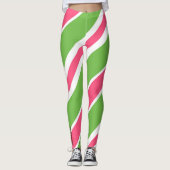 Vibrant Candy Stripe Abstract Leggings (Voorkant)