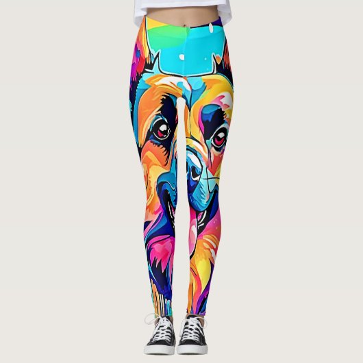 Vibrant Canine: Happy Puppy Love Leggings (Voorkant)