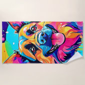 Vibrant Canine: Happy Puppy Love Strandlaken (Voorkant)