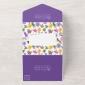 Vibrant Casual magenta violet geel, allemaal in éé All In One Uitnodiging (Buitenkant)