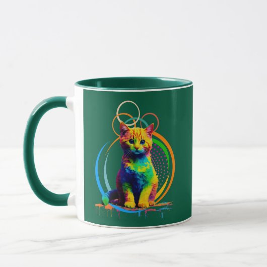 Vibrant Cat Mok: een vleugje kleur voor uw koffie Mok (Links)