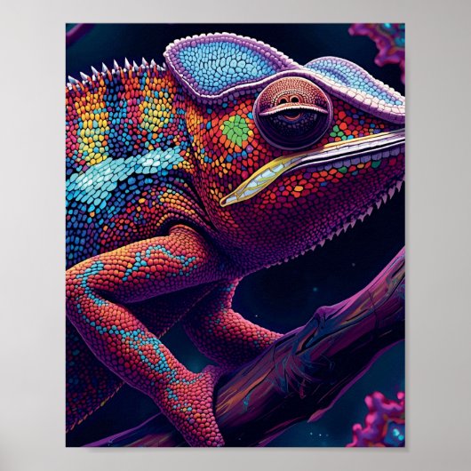 Vibrant Chameleon Wall Art – Colorful Reptile Poster (Voorkant)