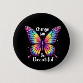 Vibrant 'Change is Beautiful' Butterfly Ronde Button 5,7 Cm (Voorkant)