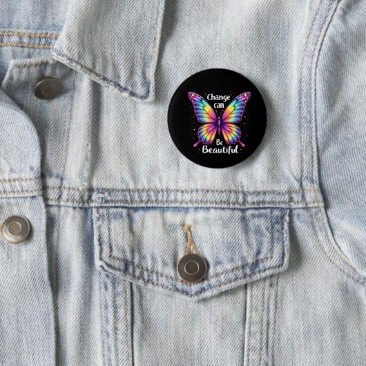 Vibrant 'Change is Beautiful' Butterfly Ronde Button 5,7 Cm (In situ)