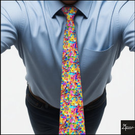 Vibrant Chaotic Rainbow Mosaic Abstract Tie Stropdas