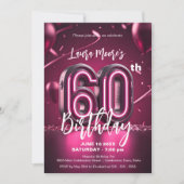 Vibrant Chic Neon Roze 60e verjaardag Kaart (Voorkant)