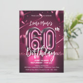 Vibrant Chic Neon Roze 60e verjaardag Kaart (Staand voorkant)