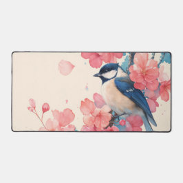 Vibrant Chickadee Hot Pink Cherry Blossom Bureaumat