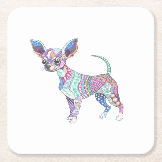 Vibrant Chihuahua Paper coaster Kartonnen Onderzetters (Voorkant)