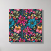 Vibrant Christmas Botanical Fantasy Pattern Canvas Afdruk (Voorkant)