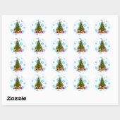 Vibrant Christmas Tree Snowflake Holiday Gift Stic Ronde Sticker (Vel)