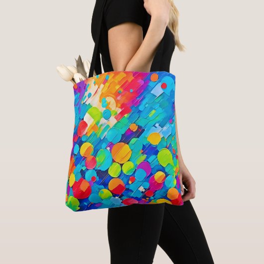 Vibrant Circle Dance Art Tote Bag (Dichtbij)