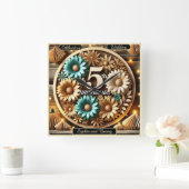 Vibrant Circle: Vijfde Jubileum Ontwerp Vierkante Klok (Huis)