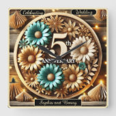 Vibrant Circle: Vijfde Jubileum Ontwerp Vierkante Klok (Voorkant)