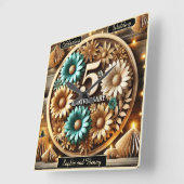 Vibrant Circle: Vijfde Jubileum Ontwerp Vierkante Klok (Hoek)