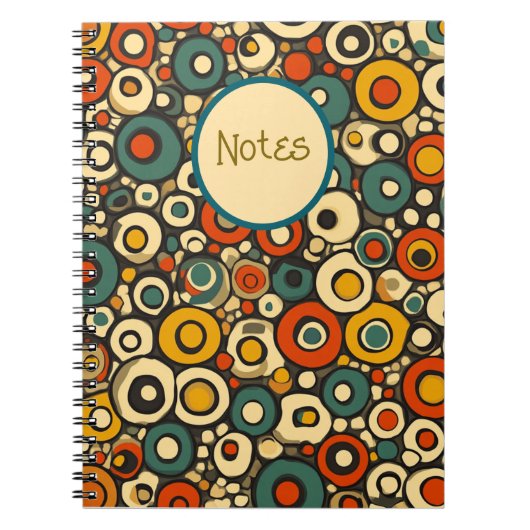 Vibrant Circles Notitieboek – gedurfde retro kleur (Voorkant)