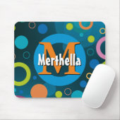 Vibrant Circles Retro Aangepast BLUE Muismat (Met muis)