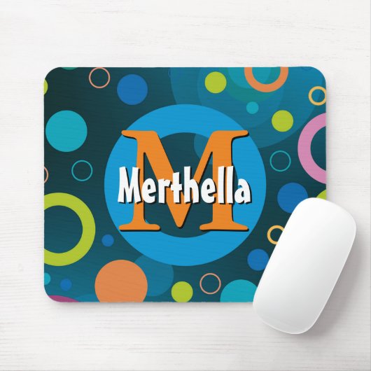 Vibrant Circles Retro Aangepast BLUE Muismat (Met muis)