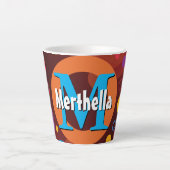 Vibrant Circles Retro Monogram gepersonaliseerd Latte Mok (Voorkant)