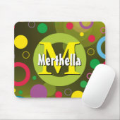 Vibrant Circles Rings Retro gepersonaliseerd GROEN Muismat (Met muis)