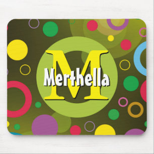 Vibrant Circles Rings Retro gepersonaliseerd GROEN Muismat