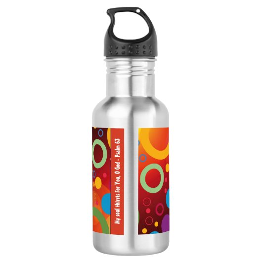 Vibrant Cirkels Ringen Retro SCRIPTURE gepersonali Waterfles (Achterkant)