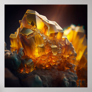 Vibrant Citrine Gemstone, Macro Shot Poster