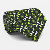 Vibrant Citrus Green Mid-Century Modern Starburst  Stropdas (Opgerold)