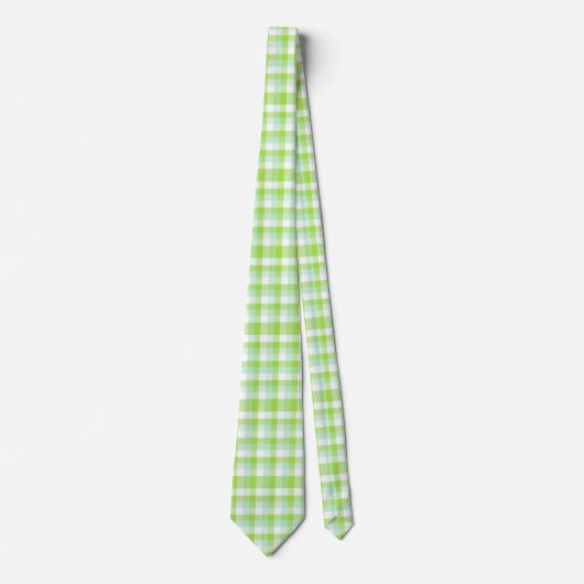 Vibrant Citrus Green Modern Bold Gingham Check Stropdas (Voorkant)