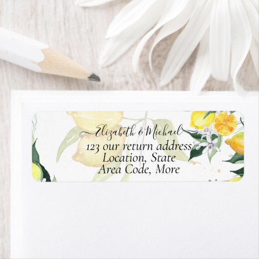 Vibrant Citrus Lemons Wedding Etiket (Insitu)