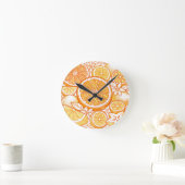 Vibrant Citrus Orange Slice Pattern Ronde Klok (Huis)