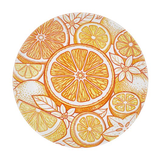 Vibrant Citrus Orange Slice Pattern Snijplank (Voorkant)
