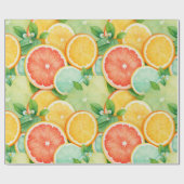 Vibrant Citrus Slice Watercolor Wrap Cadeaupapier (Vlak)