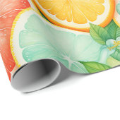 Vibrant Citrus Slice Watercolor Wrap Cadeaupapier (Rol Hoek)