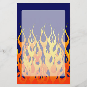 Vibrant Classic Racing Flames op Navy Blue Briefpapier