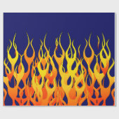 Vibrant Classic Racing Flames op Navy Blue Cadeaupapier (Vlak)