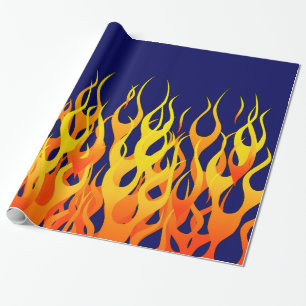 Vibrant Classic Racing Flames op Navy Blue Cadeaupapier
