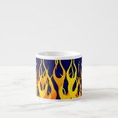 Vibrant Classic Racing Flames op Navy Blue Espresso Kop (Voorkant)