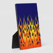 Vibrant Classic Racing Flames op Navy Blue Fotoplaat (Zijkant)