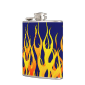 Vibrant Classic Racing Flames op Navy Blue Heupfles (Links)