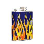 Vibrant Classic Racing Flames op Navy Blue Heupfles (Rechts)