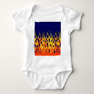 Vibrant Classic Racing Flames op Navy Blue Romper