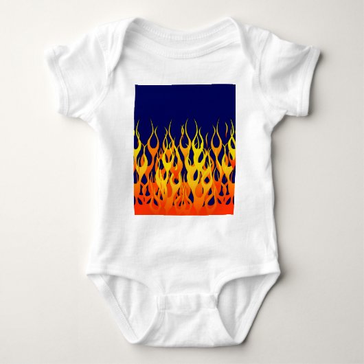Vibrant Classic Racing Flames op Navy Blue Romper (Voorkant)