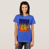 Vibrant Classic Racing Flames op Navy Blue T-shirt (Voorkant volledig)