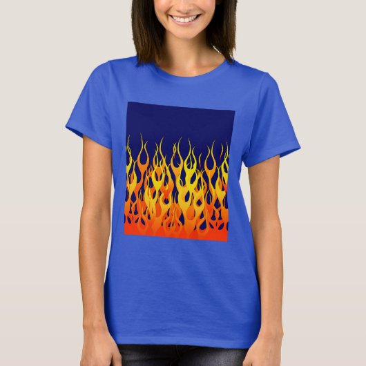 Vibrant Classic Racing Flames op Navy Blue T-shirt (Voorkant)
