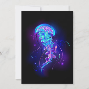 Vibrant Color Glowing Jellyfish Kaart