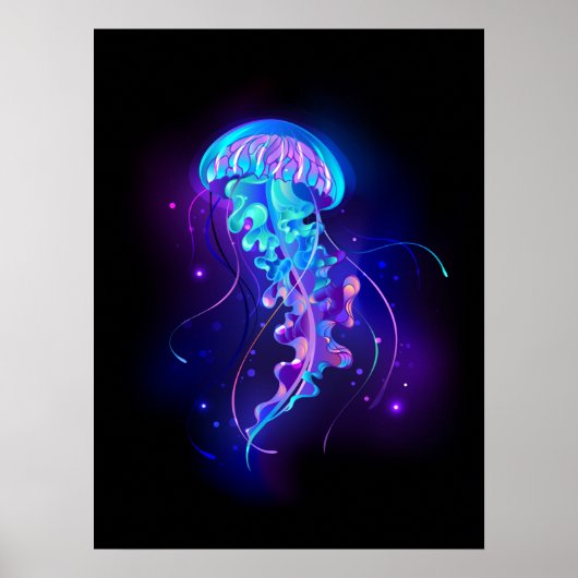 Vibrant Color Glowing Jellyfish Poster (Voorkant)